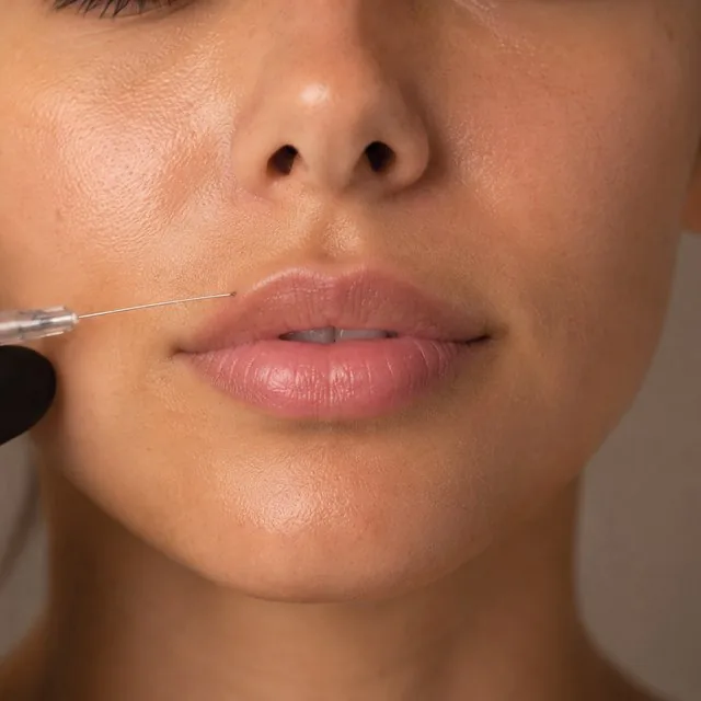 Aplicação de preenchimento labial
